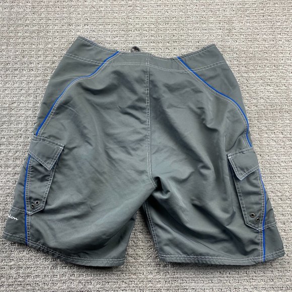 Champion Swim Trunks Men Medium M Gray Blue Bathing Suit Board Shorts Embroider - Picture 2 of 12